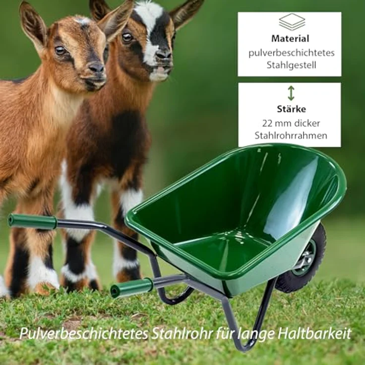 TRUTZHOLM Kinderschubkarre Uni, 40 kg Traglast, 20L Kunststoffwanne, Vollgummirad, Dunkelgrün – Bild 6