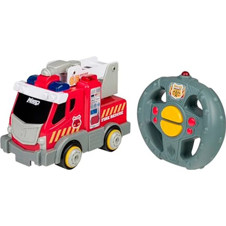 Nikko RC 10232 My First RC, Ferngesteuertes RC Feuerwehrauto, Anfänger Rennauto, einfache Bedienung, Fährt vorwärts, Fernsteuerung mit Fahrgeräuschen & Stumm-Taste, Kinder ab 2 Jahren, ca. 19 cm, Rot – Bild 2