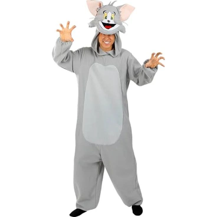 Funidelia Tom Kostüm - Tom & Jerry für Erwachsene, Grau/Silber, Größe L-XL, 100% Polyester, Karneval & Halloween Verkleidung – Bild 1