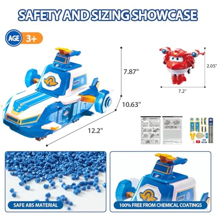 Auldey Toys Großes SuperWings-Crewflugzeug Playset mit 2 Transform-a-Bots Figuren Jett Detek und Golden Boy, für Kinder ab 3 Jahren – Bild 6