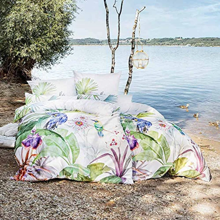 ESTELLA Mako-Satin Bettwäsche Jungle Multicolor 1 Bettbezug 135 x 200 cm + 1 Kissenbezug 80 x 80 cm, Kinderbettwäschen, 100% Baumwolle, Estella-Garantie-Reißverschluss, vorgekrumpft, waschbar bis 60° C, trocknergeeignet – Bild 2