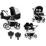 Elcar Zwillingskinderwagen 5 in 1 Duo inkl. Autositze und Iso Bases - 14 Teile - in 20 Farben, mit variabler Montage und Federung - Preisvergleich