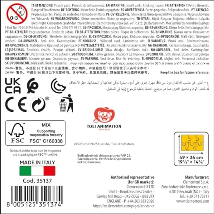 Clementoni One Piece Puzzle 500 Teile, Legespiel mit passgenauen Puzzleteilen und leuchtenden Farben, 49 x 36 cm, umweltfreundlich aus Italien – Bild 3