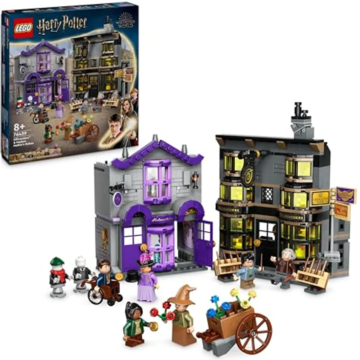LEGO Harry Potter Ollivanders & Madam Malkins Anzüge, Läden aus der Winkelgasse, Spielset für Kinder, Zauberer-Spielzeug, Fantasy-Geschenke für Mädchen, Jungen und Fans ab 8 Jahren 76439, mit 6 Minifiguren, detailreiche Modelle, für magische Abenteuer – Bild 1