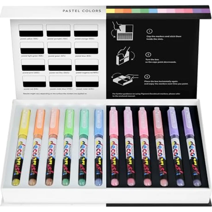 KARIN PIGMENT decobrush Pastel Colors Collection, 12er Pack mit deckenden Acryl-Wasserfarben, flexible Spitze, lichtecht und permanent – Bild 1