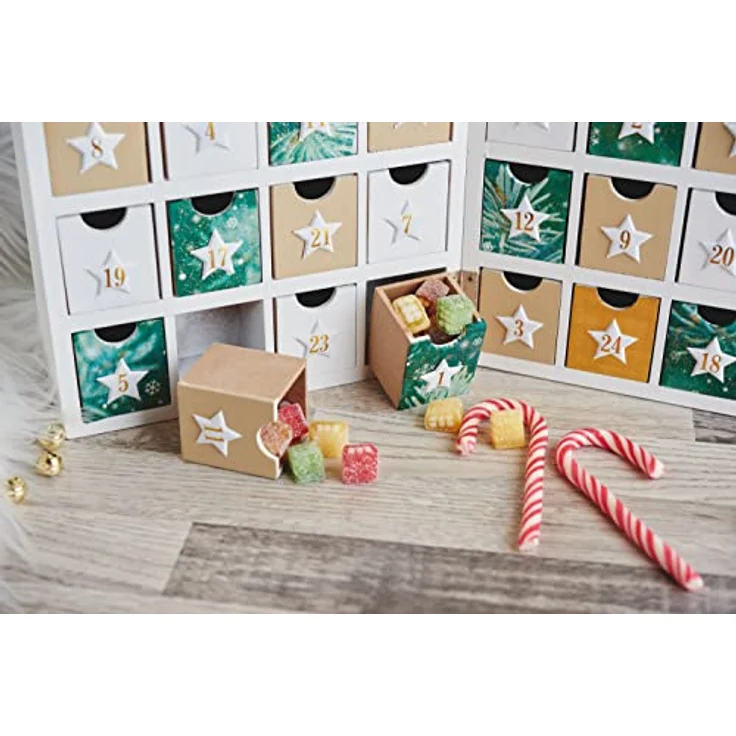 VBS Klappschränkchen/Adventskalender weiß Holz 30x21,5x9cm – Bild 4