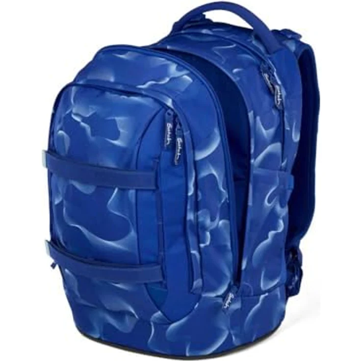 Satch pack Schulrucksack Set 2tlg. inkl. Schlamperbox mit 3D Soft-Mesh Rückensystem, Organisierungsfach und Geodreieck, Vibrant Blue – Bild 4