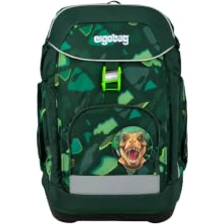 ergobag Maxi Schulranzen-Set DinosauriBär, 26 Liter Volumen, verstellbares Your-Size-System, wasserabweisend, inkl. Heftebox und Sportrucksack – Bild 2
