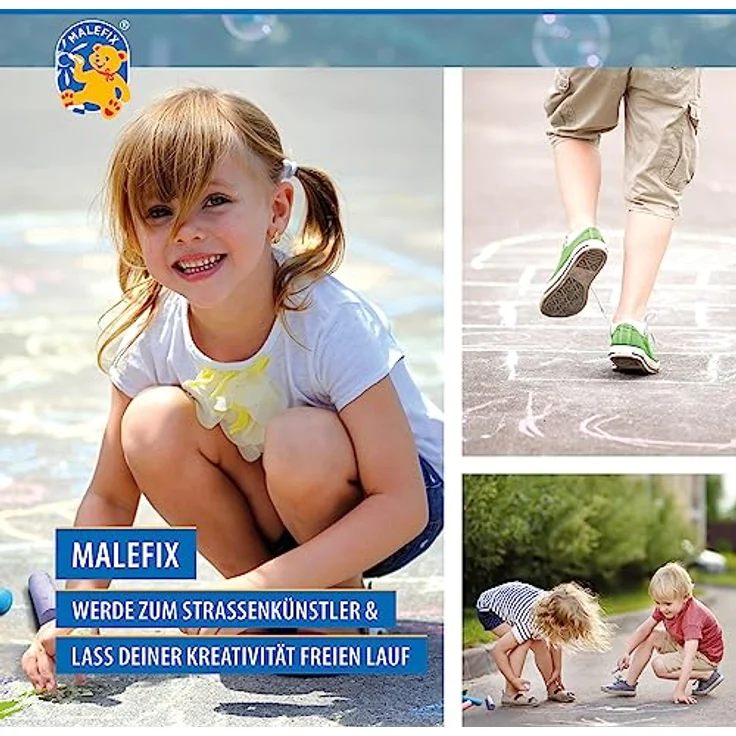 Pustefix MALEFIX Straßenmalkreide 6er Set, leuchtende und wasserlösliche Kreide für Kinder und Erwachsene, vielfältige Farben für kreative Outdoor-Kunstwerke – Bild 5