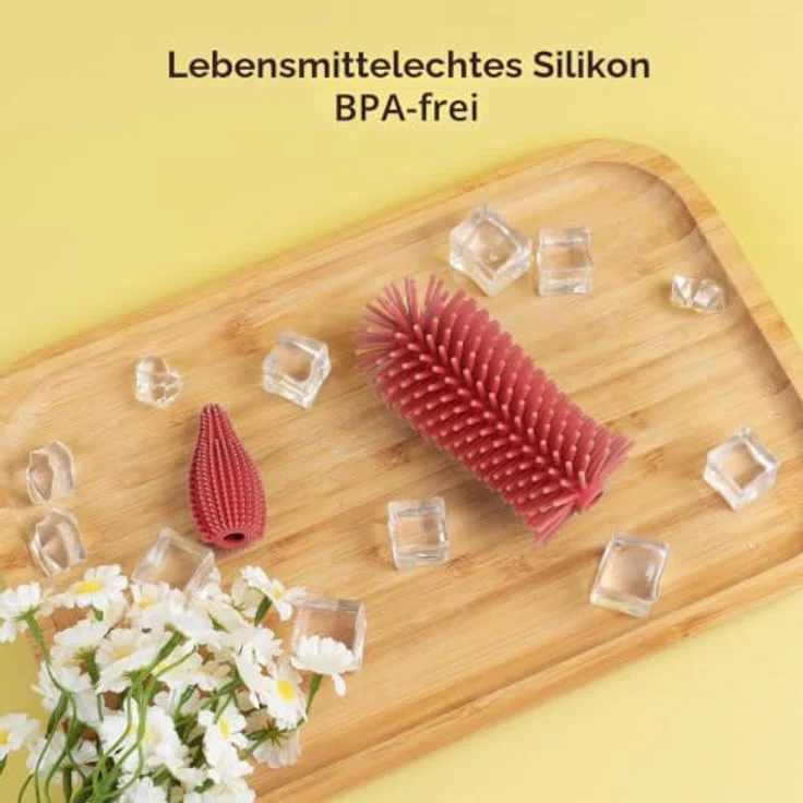 AiQInu Baby Flaschenbürste Set, Silikon 4-in-1 Reinigungsbürste mit 360°-Reinigung, BPA-frei, weiche Borsten und Nippelbürste, für Babyflaschen und Trinkbecher – Bild 5