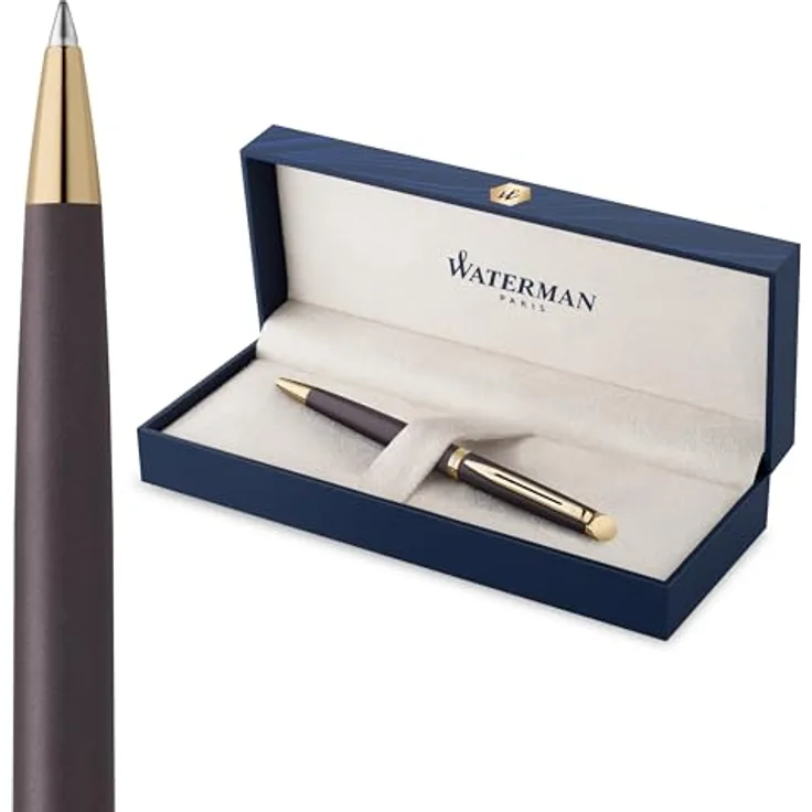 Waterman Hémisphère Understated Edition Kugelschreiber, Lavaschwarz mit eleganter Goldbeschichtung und schnelltrocknender Tinte