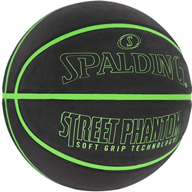 Spalding Phantom Ball 84384Z, Unisex Basketball Größe 7 (74,9 cm), Schwarz mit Hochleistungs-Gummiabdeckung und Soft-Grip-Technologie – Bild 2