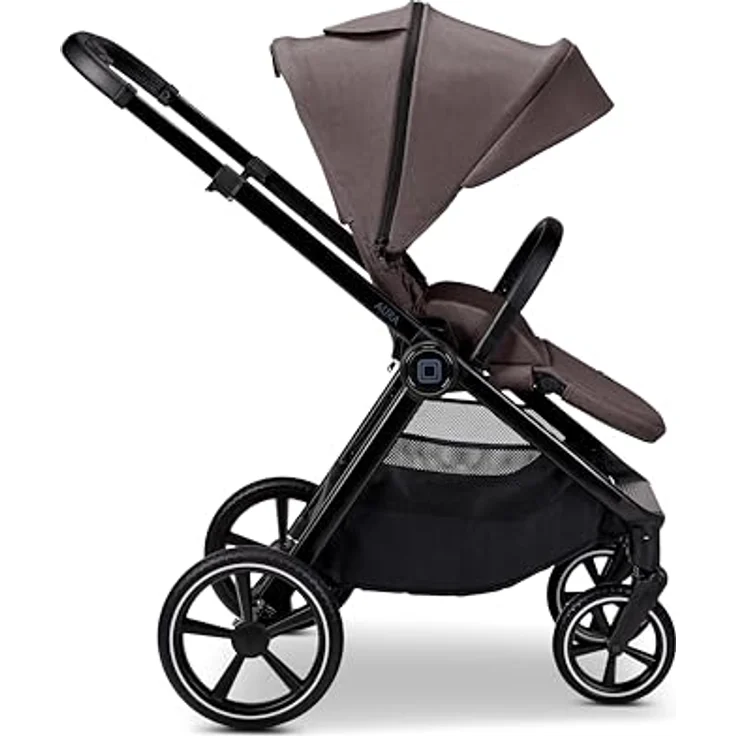 MOON Kombikinderwagen Aura tonka/melange, 2 in 1, höhenverstellbar, kompakt faltbar, inkl. Wickeltasche und Regenverdeck – Bild 5