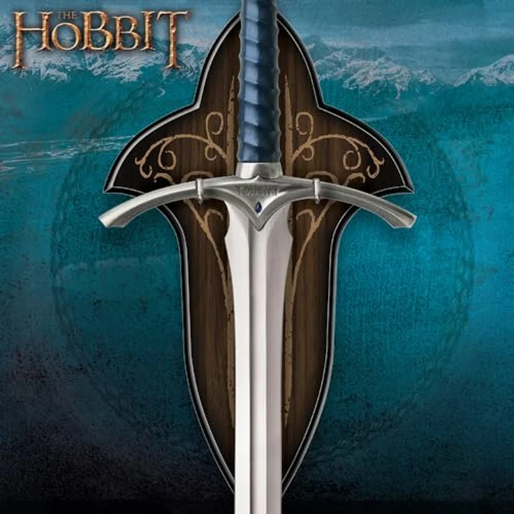 United Cutlery Der Hobbit Glamdring, authentische Replik des Elbenschwertes, 120,96 cm, rostfreier Stahl, inklusive Holz-Wand-Display und Echtheitszertifikat – Bild 3