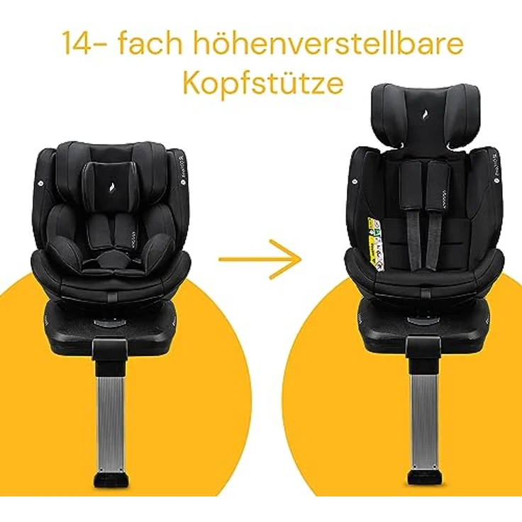 Osann Autokindersitz Eno360 SL i-Size, 360° drehbarer Reboarder Kindersitz Isofix, 40-150 cm, Baby Autositz - Osann Autokindersitz Eno360 SL i-Size, ab: Geburt, bis: 12 Jahre, Schwarz – Bild 6