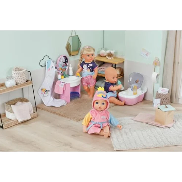 BABY born Kapuzenhandtuch Set, Doppelpack mit Einhorn- und Regenbogenmotiv, für Puppen in 36 cm und 43 cm Größe, weiches Material – Bild 3