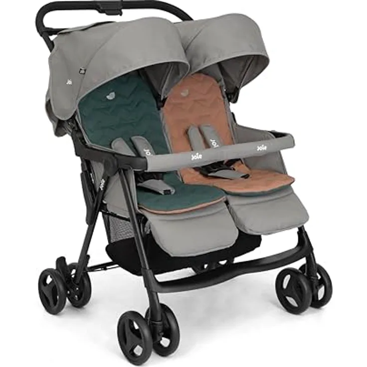 Joie Aire Twin Zwillingsbuggy, mit Regenverdeck, leicht und wendig, schwarz
