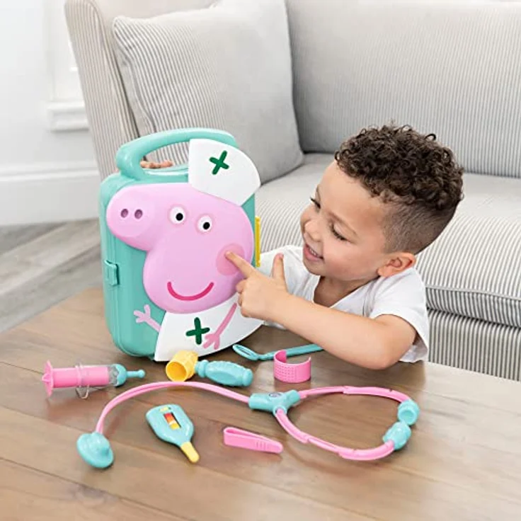 Peppa Wutz Arztkoffer Kinder | Tragekoffer, Enthält Stethoskop, Thermometer, Otoskop, Spritze & Mehr | Arztkoffer Kinder ab 3 Jahre – Bild 3