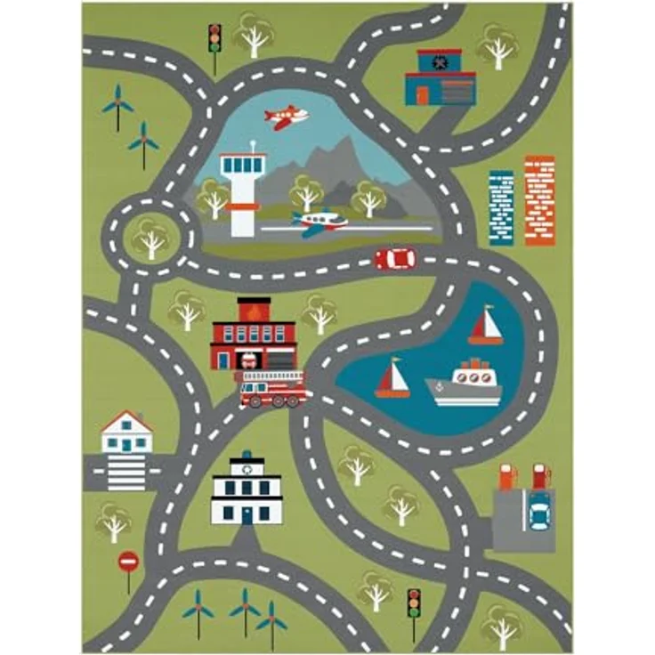 TT Home Kinderzimmerteppich, rutschfest in Grün, 200 cm Quadrat, maschinell gewebt, STANDARD 100 by OEKO-TEX – Bild 5