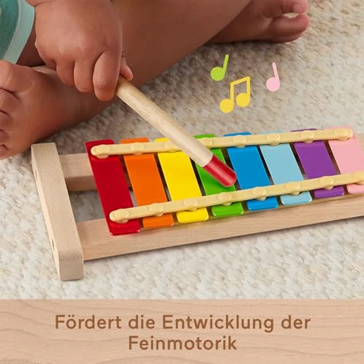 Fisher-Price® Holz-Xylophon, spielerisches Musikinstrument aus FSC-zertifiziertem Holz mit bunten Klangstäben – Bild 4