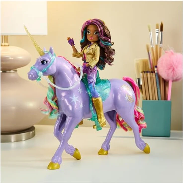 Amigo Spiel Freizeit GmbH Unicorn Academy Fashion Unicorn Wildstar, 28 cm Sammelfigur mit metallischen Light-Magic-Markierungen und abnehmbarem Zubehör – Bild 8