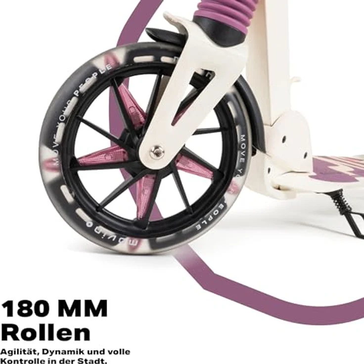 Movino Cityroller MOVINO CITY LIGHT, Stoßdämpfer Scooter mit 180 mm LED-Rollen, max. 100 kg Traglast, stufenlos höhenverstellbar – Bild 7