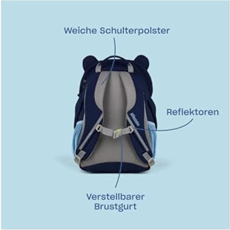 Affenzahn Großer Freund Kindergartenrucksack für 3-5 Jährige Kita Funktional 8L, mit reflektierenden Details, blau – Bild 4