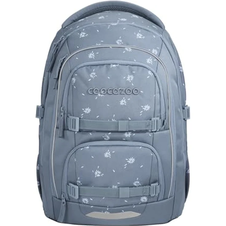Coocazoo PORTER Schulrucksack „Bloomy Daisy”, hellgrau, ergonomischer Tornister, höhenverstellbar, mit Brust- und Hüftgurt, für die 3. Klasse, 5 Fächer, nachhaltige Materialien – Bild 1