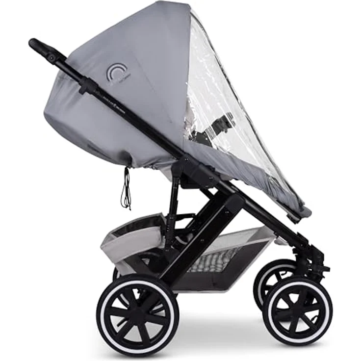 ABC Design 4 Seasons Pram - Grey, Kinderwagen Regenschutz mit einfachem Ein- und Ausstieg, integrierten Reflektoren und Transporttasche – Bild 3