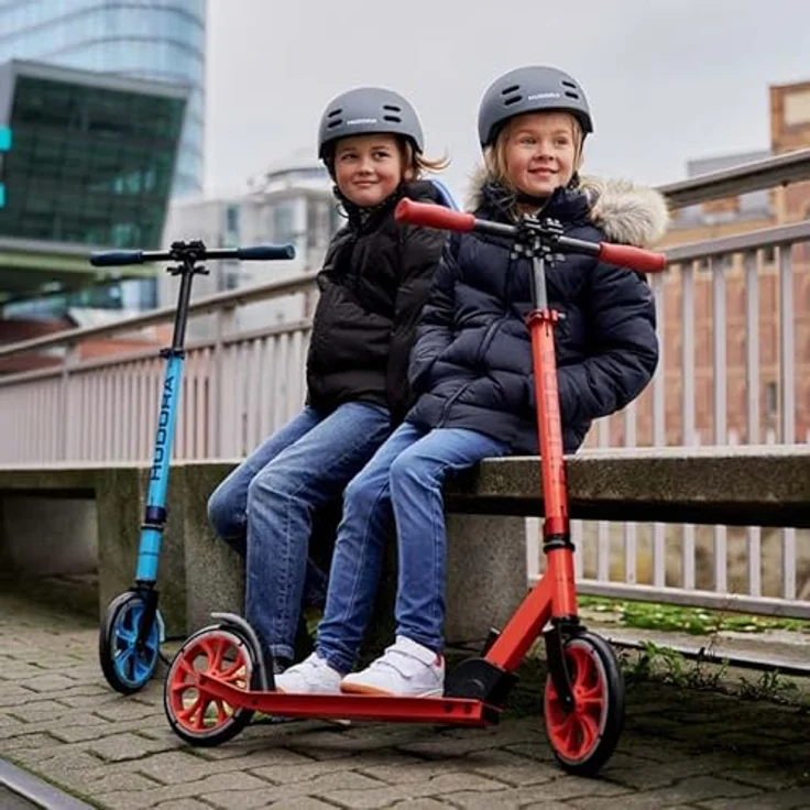 Hudora Scooter 14452 Up 200, höhenverstellbar, Alu-Leichtbauweise, 200mm Rollen, rot – Bild 2