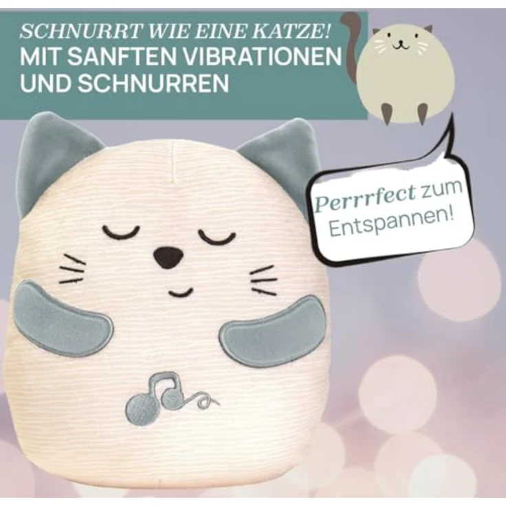 Chicco Schnurrende Katze, interaktives Stofftier mit Entspannungseffekt, Kissenform, klassische Musik, waschbar, 0 Monate +, Weiß. – Bild 3