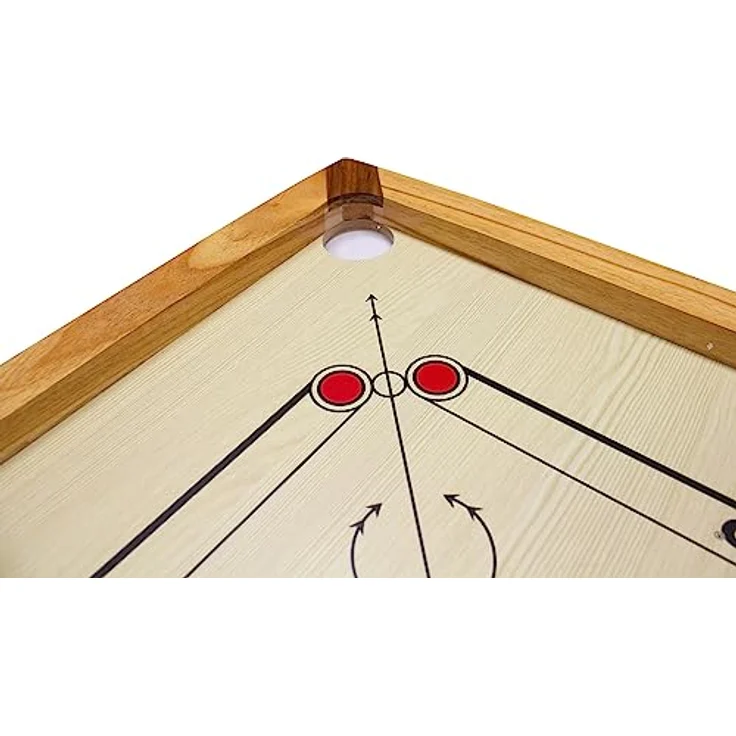 GICO Carrom Board Spiel Synco 66 mit komplettem Zubehör und Gleitpulver - 2966, Massiv-Hartholzrahmen, 4,3 kg, MDF Spielfläche – Bild 2