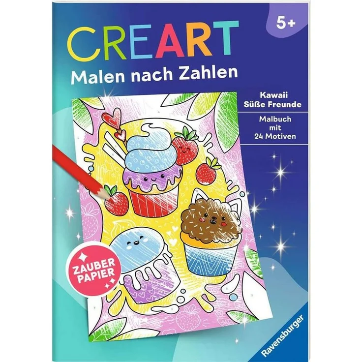 Ravensburger Verlag GmbH Malen nach Zahlen CreArt - Malen nach Zahlen - Kawaii - Süße Freunde, Malbuch mit 24 Motiven auf Zauberpapier, für Kinder ab 5 Jahren – Bild 1
