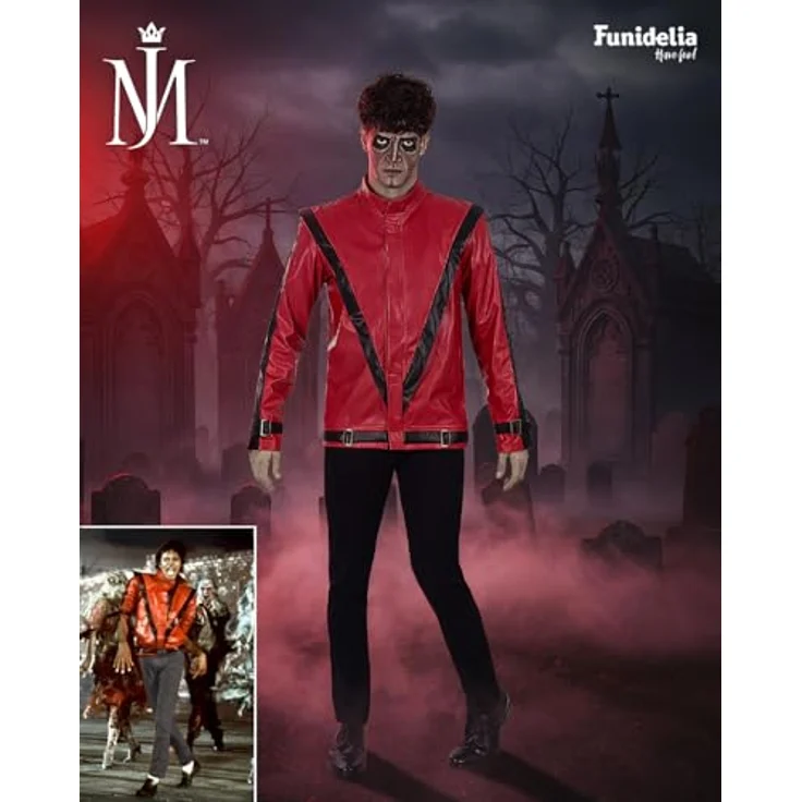 Funidelia Offizielle Michael Jackson Thriller Jacke für Herren, Größe L - XL, rot, Kostümzubehör für Partys, Karneval und Halloween – Bild 5