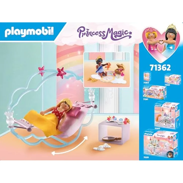 PLAYMOBIL Himmlische Pyjamaparty 71362, Spielset mit Regenbogenprinzessinnen und Wolkenschaukelbetten – Bild 7