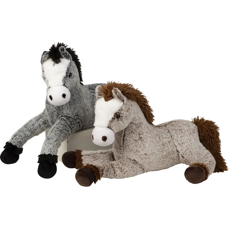 Geschenkestadl Plüschpferd 50 cm, grau, kuschelweiches Kuscheltier mit samtweichem Fell und knopfaugen
