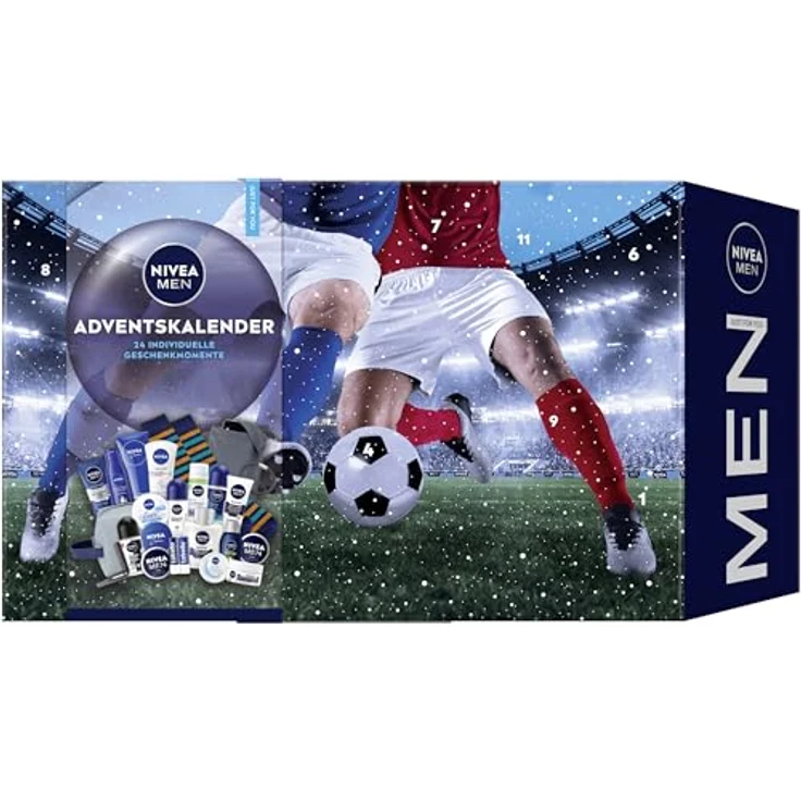 NIVEA MEN Adventskalender 2025, 24 Türchen mit Pflegeprodukten von NIVEA und Labello für Männer – Bild 1
