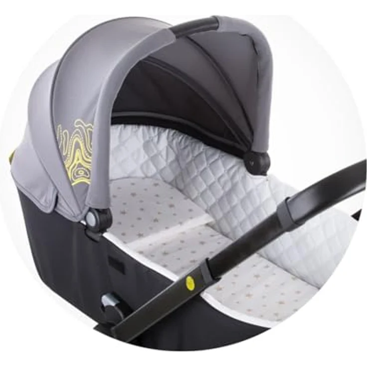 Chipolino Kinderwagen Matratze Kopfkissen Sternenmuster atmungsaktiv universal, beige – Bild 4
