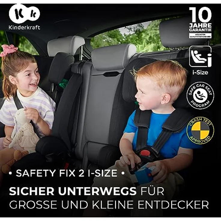 Kinderkraft SAFETY FIX 2 i-Size, Kindersitz ab 15 Monate bis 12 Jahre (76-150 cm) mit Sitzverkleinerer, Isofix & Top Tether, Schwarz – Bild 2