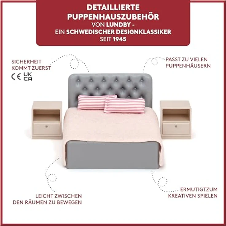 Lundby Puppenhausmöbel Puppenhauszubehör, 6-teiliges Set aus natürlichen Materialien, ab 4 Jahren – Bild 3