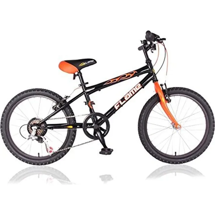 T&Y Trade Kinderfahrrad 20 Zoll Kinder Jungen Mädchen Fahrrad Mountainbike MTB Bike Rad FLAME, 6 Gang Shimano, Kettenschaltung, 6 Gang, Schwarz-orange