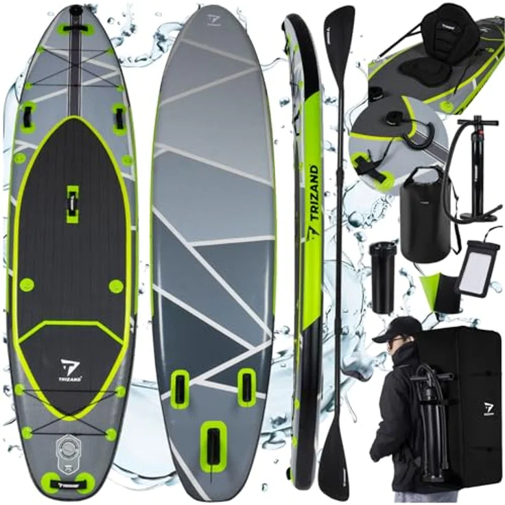 TRIZAND SUP Board 335 cm, Komplettset mit Sitz, Paddel, Pumpe & Zubehör – stabiles, aufblasbares SUP für Anfänger & Fortgeschrittene – robustes Multilayer-PVC, Kajak-Umwandlung möglich – Bild 1