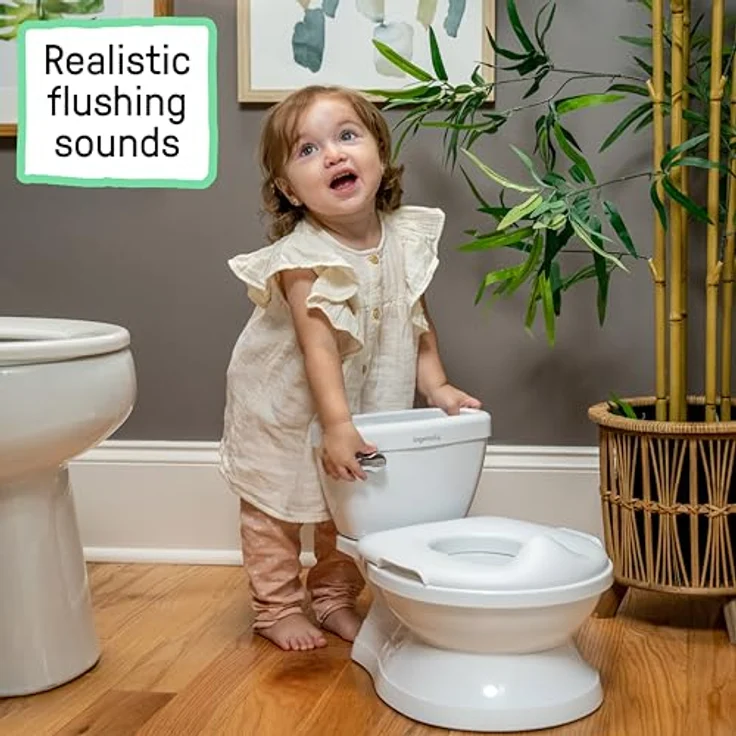 Ingenuity My Size Töpfchen, 2-in-1 Kinder-Töpfchen mit Spülgeräusch, abnehmarem Toilettensitz, leicht zu reinigen, mit Stauraum, für Töpfchentraining, ab 18M bis 23Kg (Weiß) – Bild 4