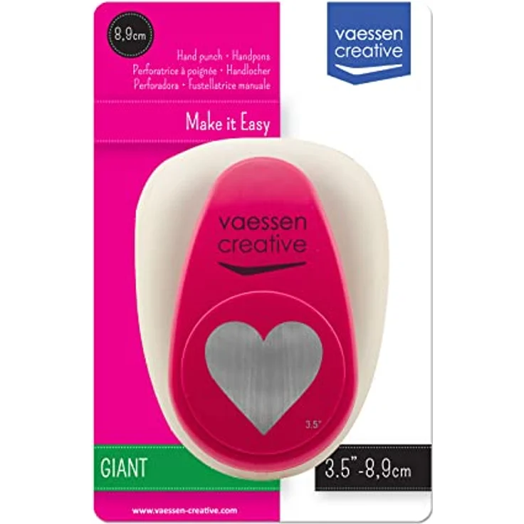 Vaessen Creative Motivstanzer Herz, 7.9 x 8 cm, für Bastelpapier und Scrapbookpapier, Weiß/Rosa – Bild 3