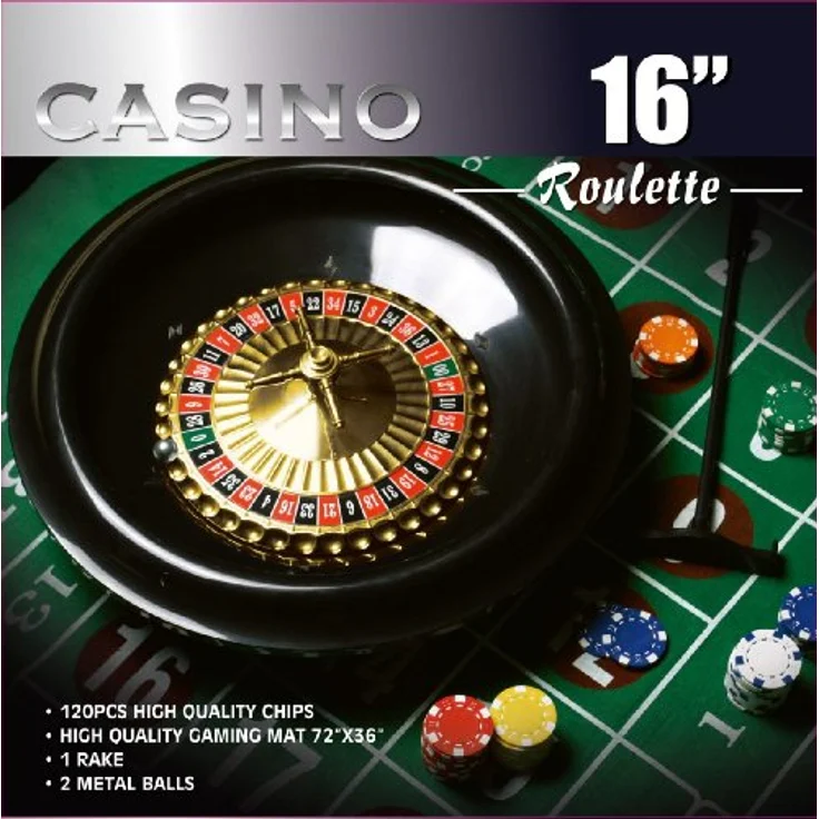 Da Vinci 40,6 cm (16 Zoll) Roulette-Radspiel-Set mit 120 11,5 Gramm Chips, volle Größe, 90 x 150 cm Filz-Layout und Rechen – Bild 2