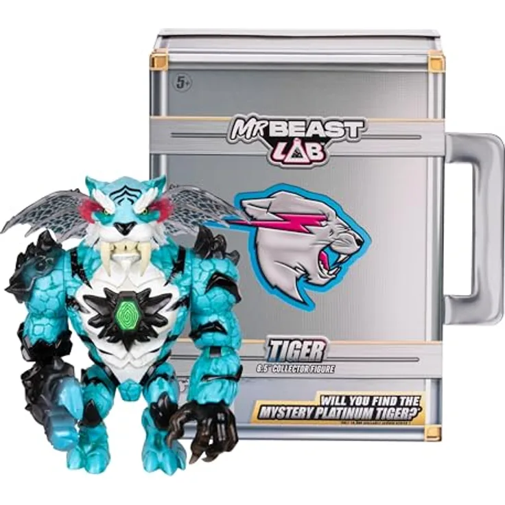 Moose Mr. Beast Figur Tiger, 16 cm Sammelfigur mit 13 beweglichen Gelenken, inklusive Premium-Präsentierbox