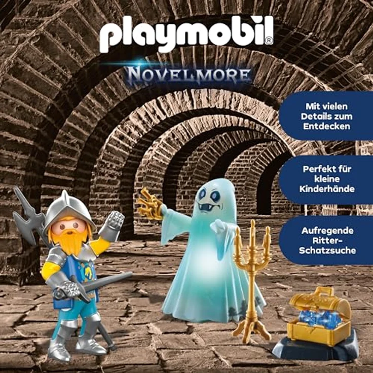 PLAYMOBIL 71797 Schlossgespenst und Ritter, Abenteuer-Set aus der Novelmore-Serie mit Schatzkarte und Edelsteinen – Bild 4