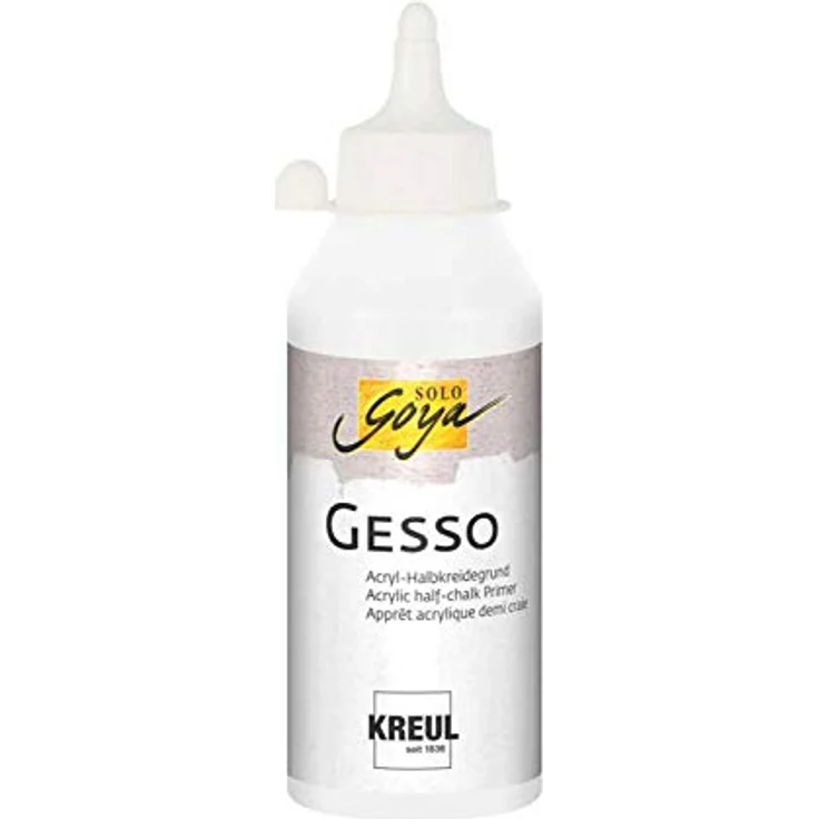Kreul SOLO GOYA Gesso, weiße Grundierung auf Acryl-Halbkreidebasis, 250 ml, wasserfest und gut deckend – Bild 1