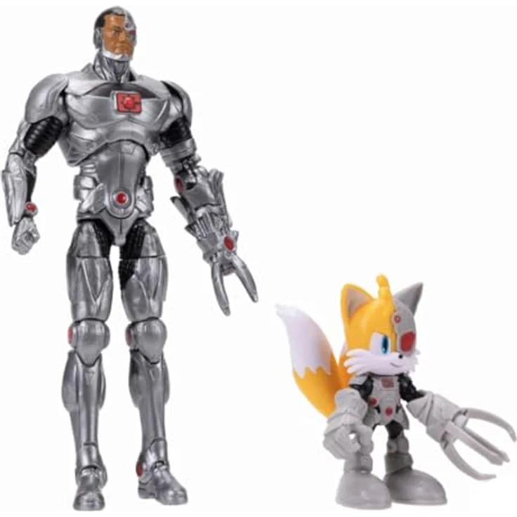 Sonic The Hedgehog DCxSonic: Tails als Cyborg und Klassische Sonic Actionfiguren-Multipack, 6 cm und 13 cm, hochbeweglich, detailreich gestaltet – Bild 3