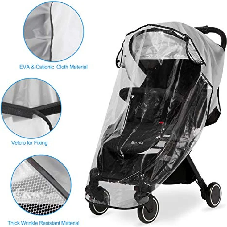 Hrzeem Universal Regenschutz für Kinderwagen, wasserdicht und winddicht, transparent mit Belüftungsfunktion – Bild 3